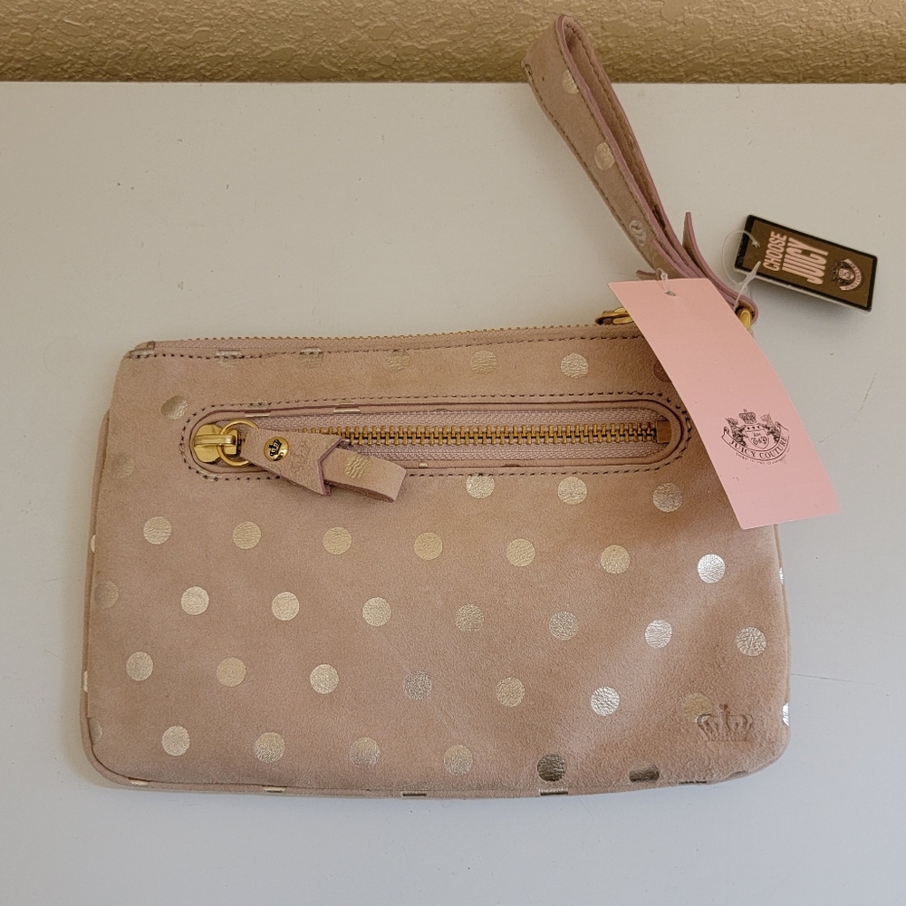 Y2K Juicy Couture Suede Damsel Polka-dot Wristlet - Picture 3 of 5